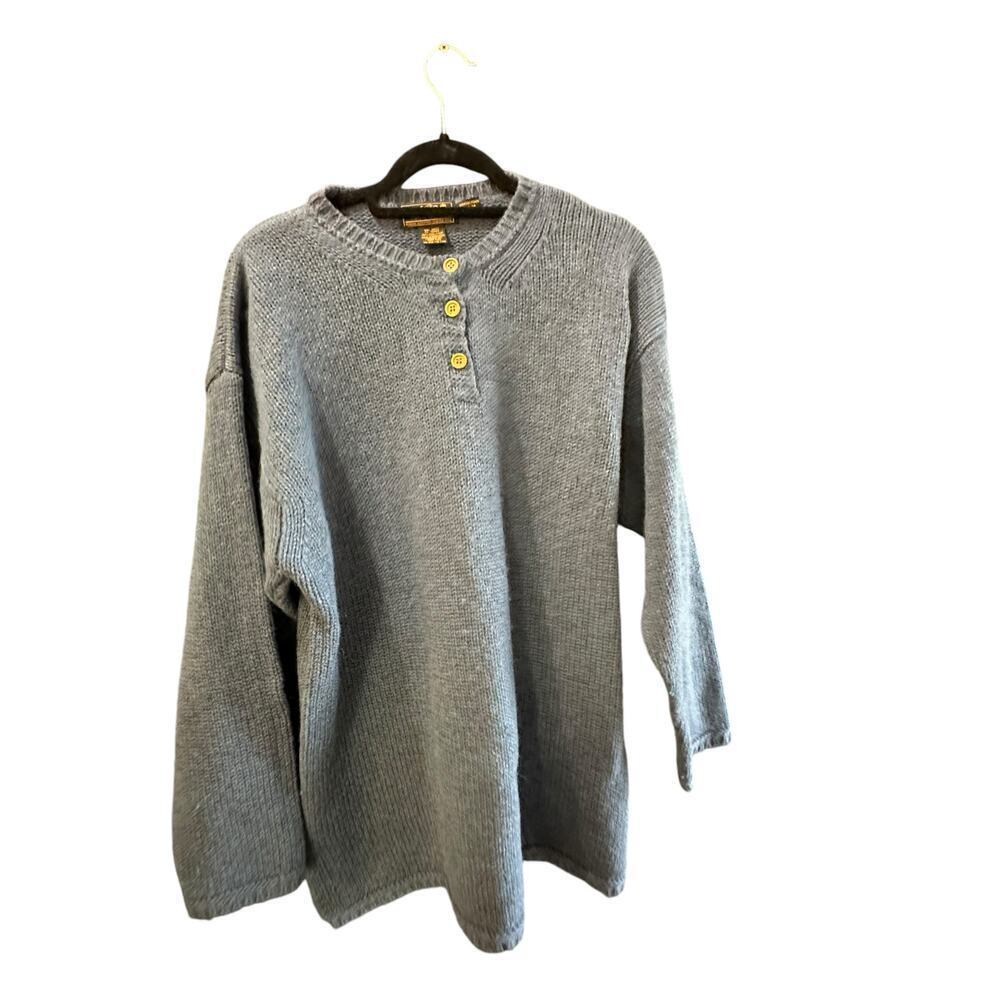 Vintage Eddie Bauer 100% Wool Button-Up Knit Sweater Size M/M